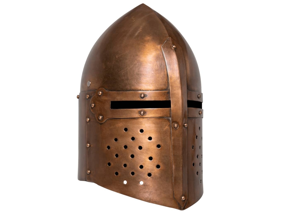 Vidaxl Capacete De Cavaleiro Medieval Réplica Larp Aço Cobre