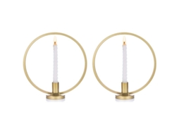 Suporte De Velas Escandinavo De Ferro Forjado Estilo Geométrico Tapered Pequeno 2 Peças