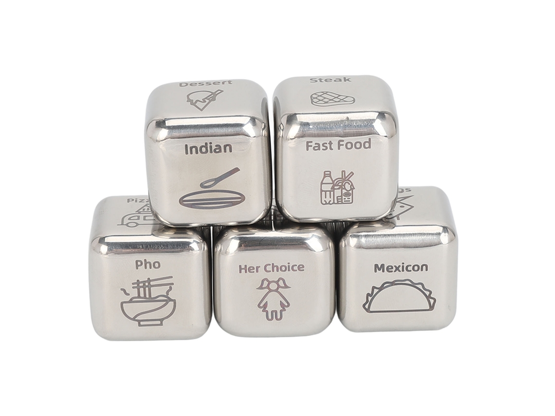 5pcs Stainless Steel Dinner Dice Portable Food Decision Dice