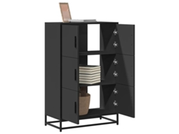 Vidaxl Armário Alto 68x35x106,5 Cm Derivados Madeira E Metal Preto