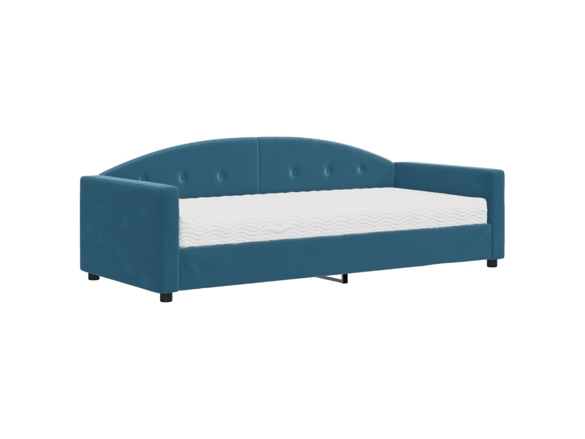 Daybed With Mattress, Daybed With Mattresses Vidaxl Azul Veludo (90 X 200 Cm)