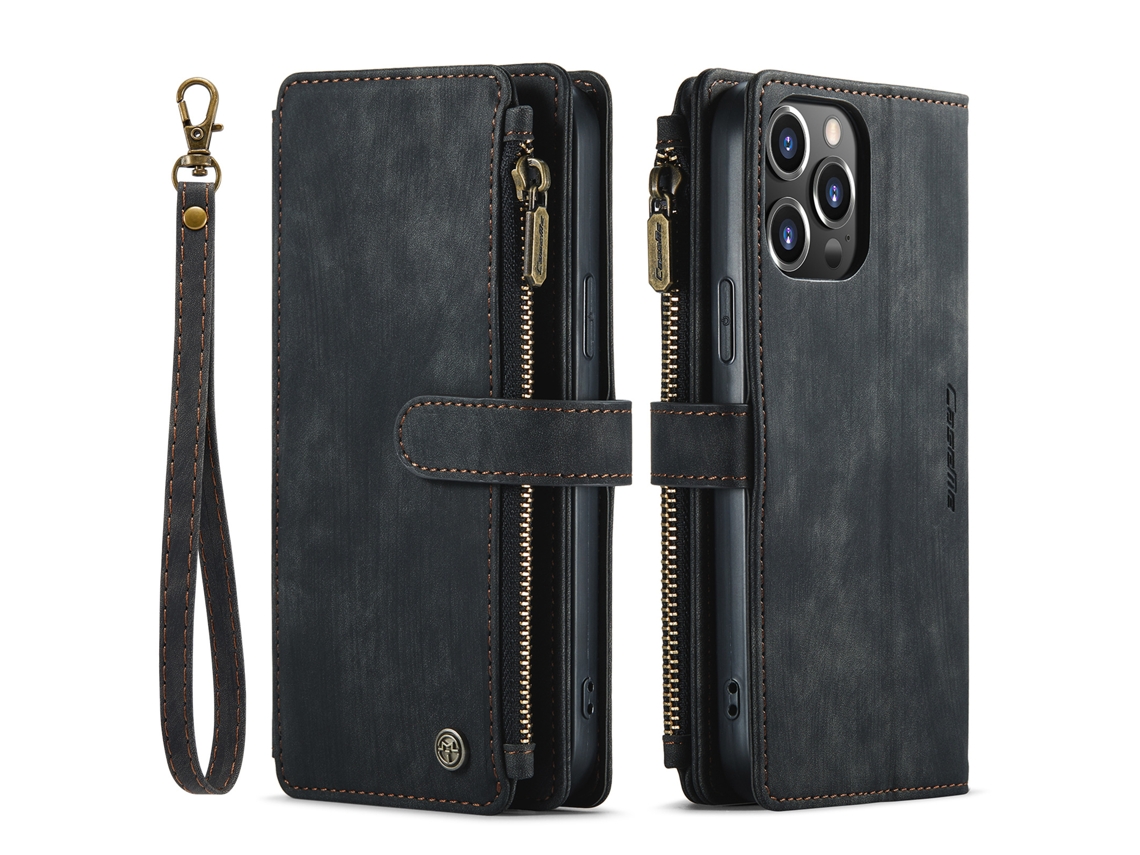 Capa De Couro Para Celular Carteira Para Cartõespreto - Iphone 16 E