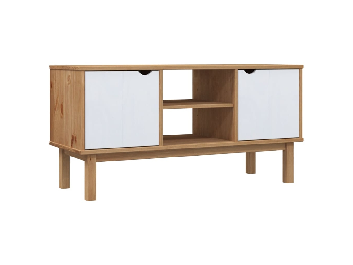 Móvel de TV Otta 113,5x43x57 Cm Pinho Maciço Castanho/branco MAISON EXCLUSIVE