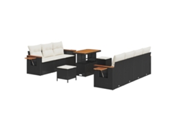 Conjunto 13 Sofá De Jardim Vidaxl Preto Vime Pe (234 X 179 X 85 Cm)