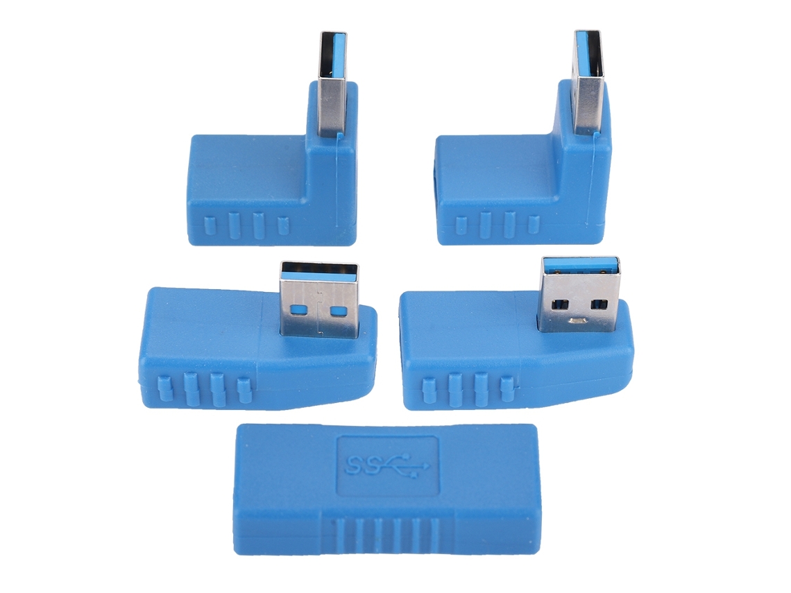 Conector Adaptador Usb 3.0 Macho Para Fêmea 90 Graus Extensor De Cabo Azul Luz Dourada