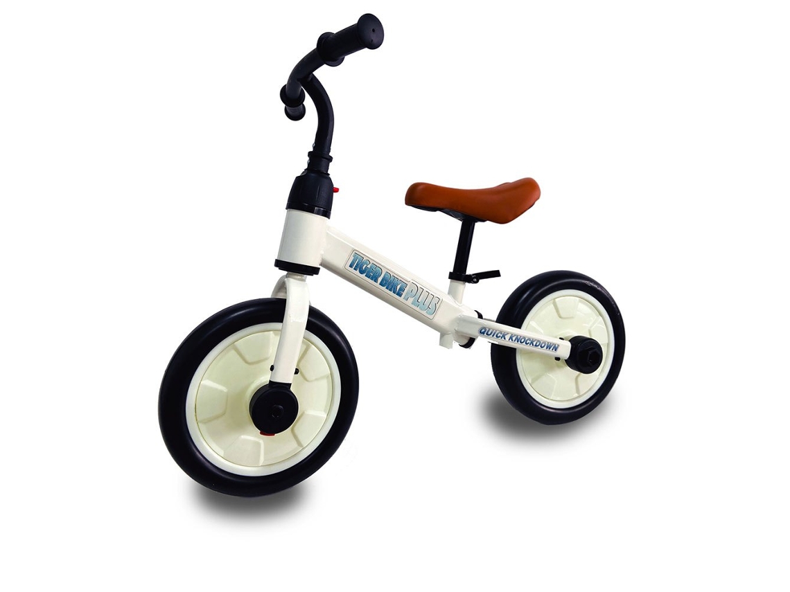 Bicicleta Sem Pedais - Tiger Bike Plus 1605-b - Branco - Pedais E Rodinhas Removíveis - Selim Ajustável