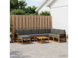 Vidaxl Conjunto De Sofás Para Exterior 9 Pcs Natural E Antracite