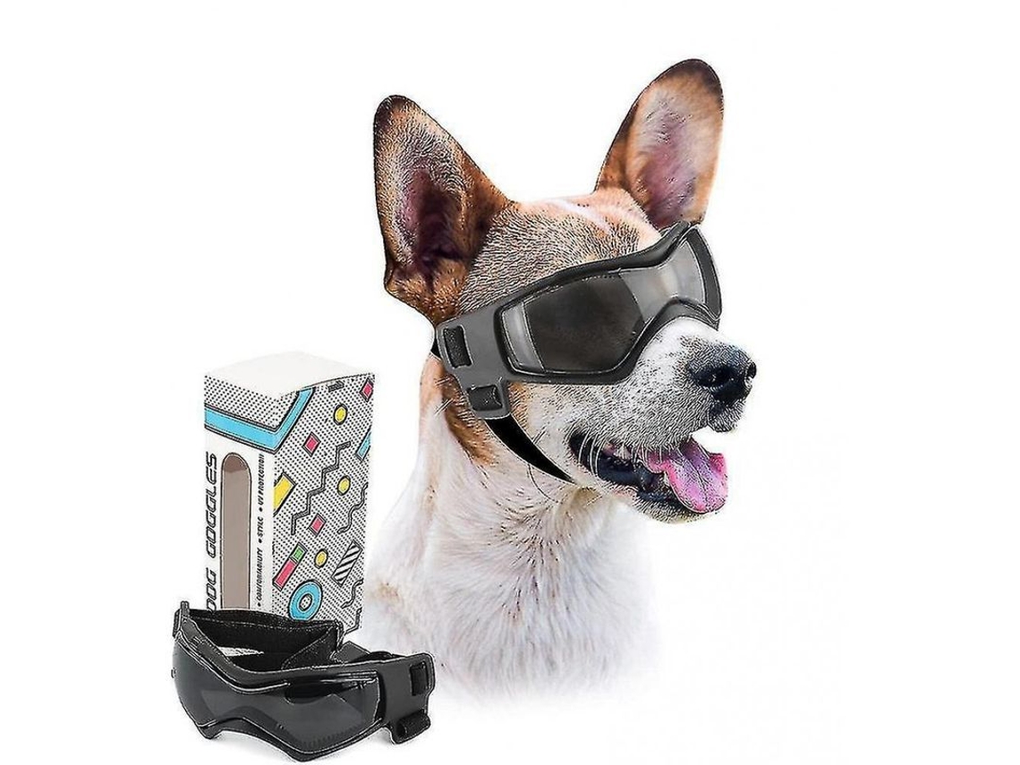 Rebe-óculos para Cães de Raça Pequena, Lentes Curvas com Proteção UV, Ajustáveis e Confortáveis Preto