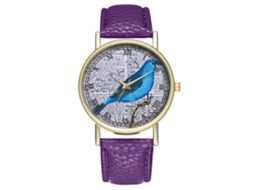 Reloj De Cuarzo De Cuero Pu Zhoulianfa Para Parejas Unisex Patrón Simple (morado)
