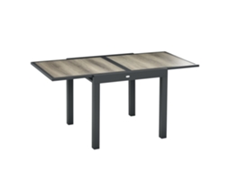 Mesa de Jardim Extensível para 6 Pessoas em Plástico e Alumínio, 80/160x80x75 Cm, Bege CHEZMOI