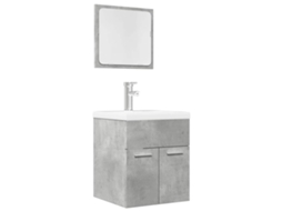 Vidaxl 2 Pcs Conj. Móveis Casa Banho Derivados Madeira Cinza Cimento
