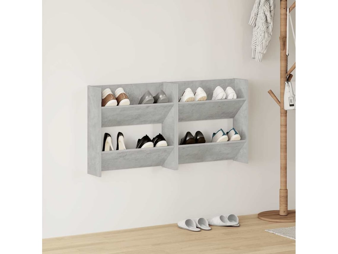 Vidaxl Sapateiras De Parede 2 Pcs 60x18x60 Cm Contrapl. Cinza Cimento