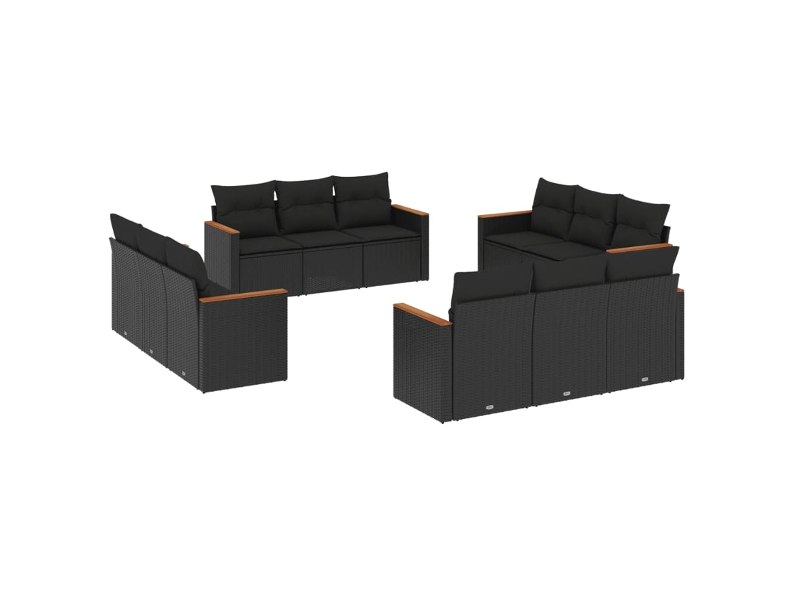 Garden Sofa Set, Garden Sofa Sets Vidaxl Preto Rattan / Vime (n/a)