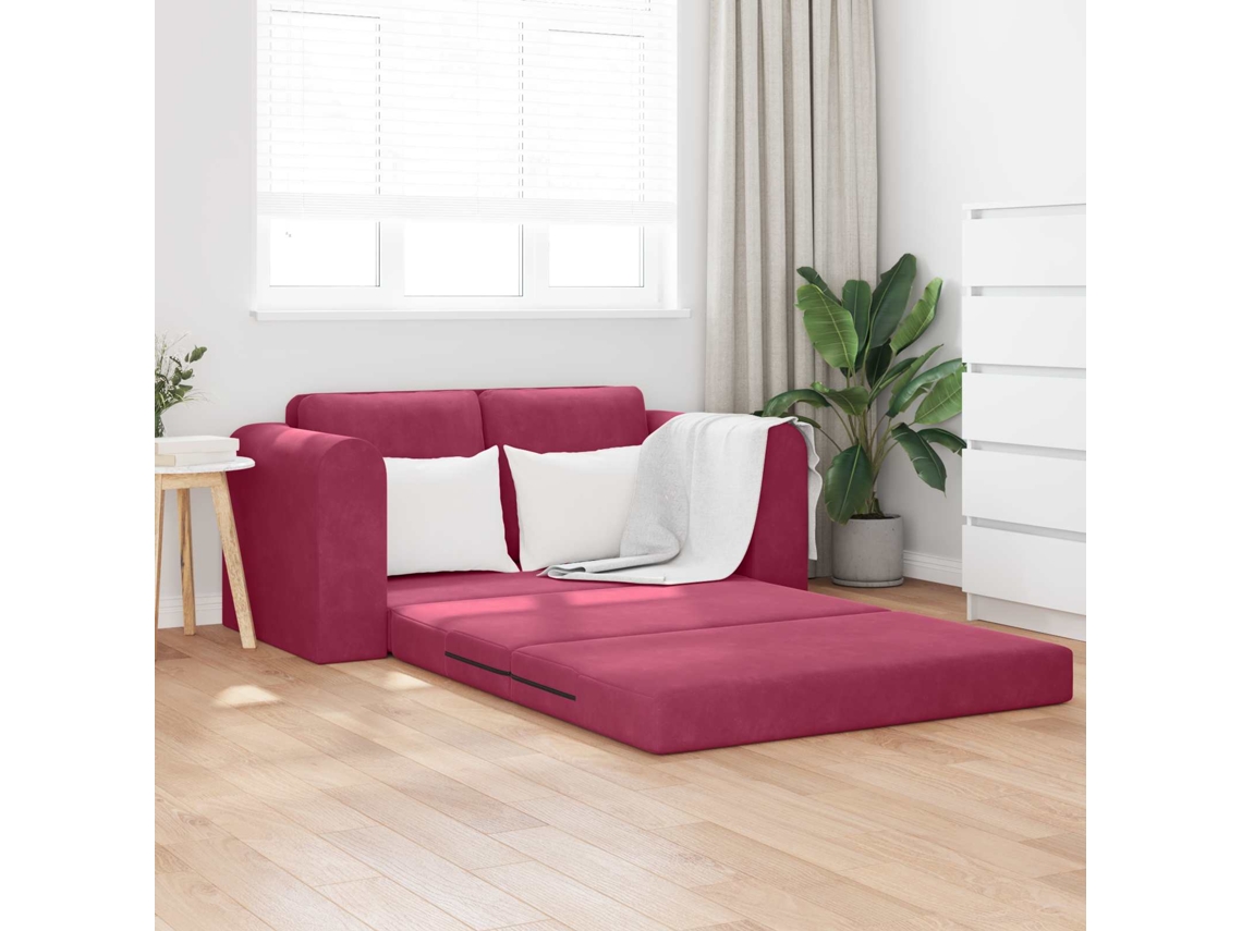 Vidaxl Sofá-cama Vinho Vermelho 148 X 71 X 83 Cm Veludo