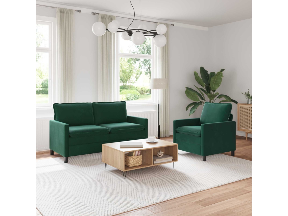 Vidaxl Conjunto De Sofás 2 Unid. Verde-escuro Veludo