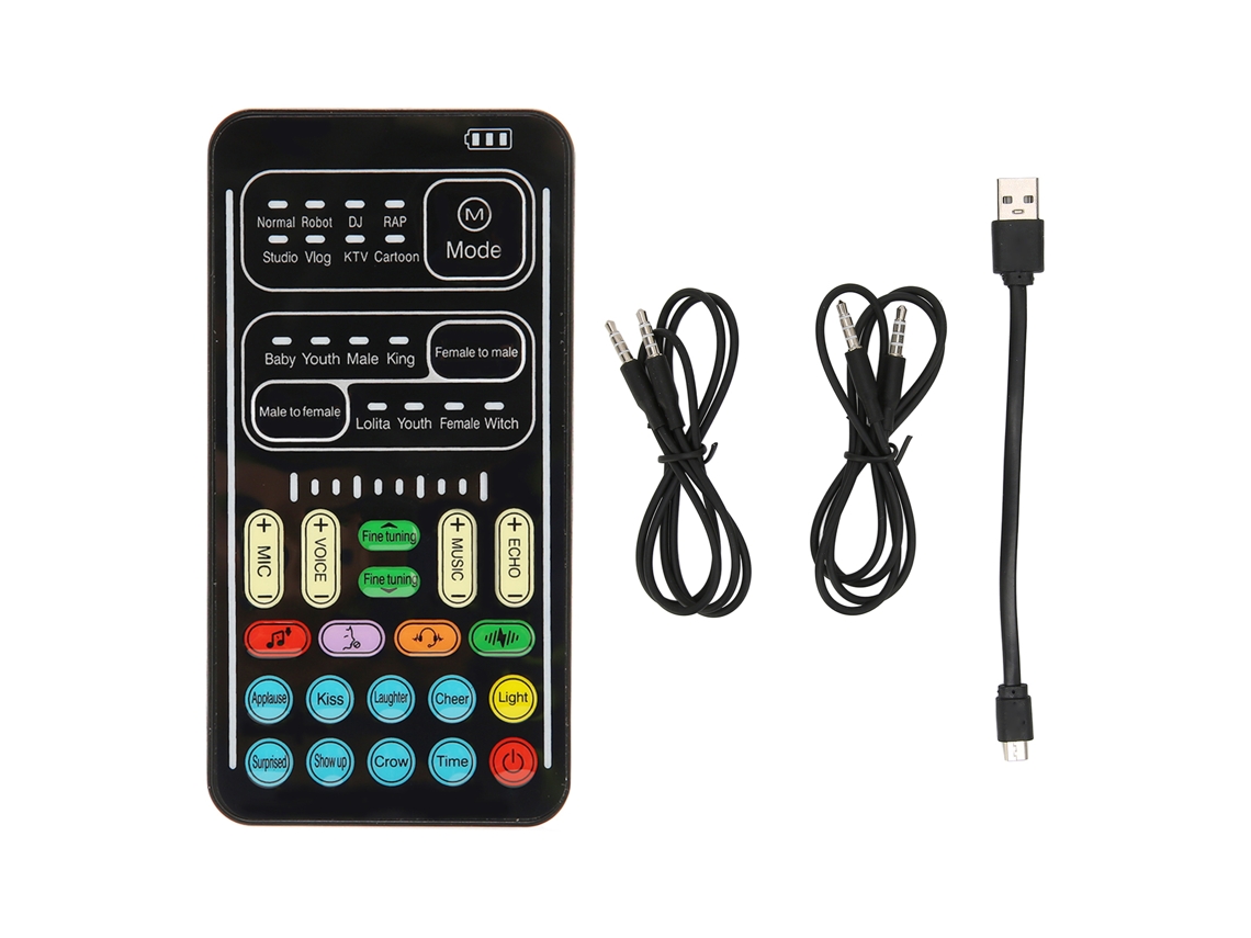 Modificador de voz para PC, 450 mAh, 5 V, multifuncional, portátil, mini placa de som para celular, computador e jogos. Brilvibera