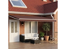 Vidaxl Toldo Retrátil Elétrico Marrom E Branco 5 X 3 M