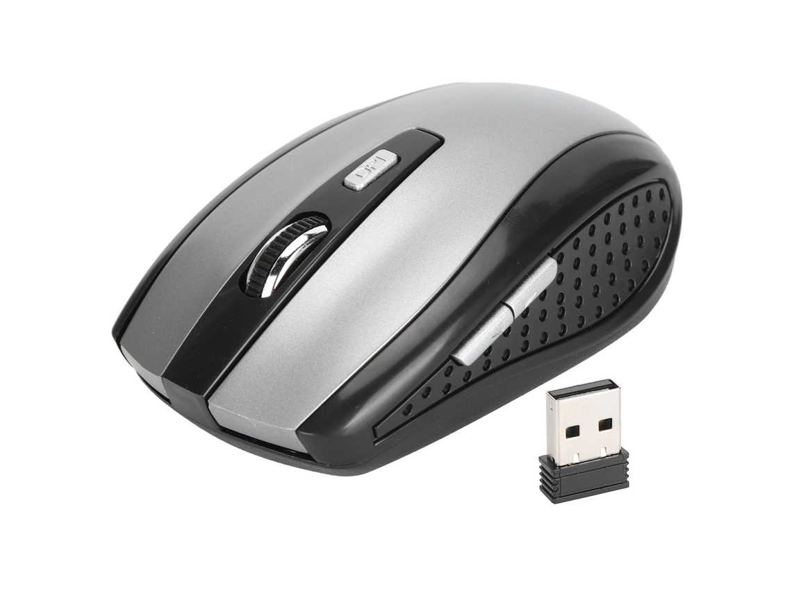 Mouse sem fio 2.4G ergonômico mini óptico para notebook tablet PC cinza 6 botões 2000 DPI | S/MARCA