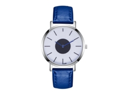 Relógio de Pulso Masculino de Quartzo com Pulseira de Couro Azul Royal para Negócios e Lazer