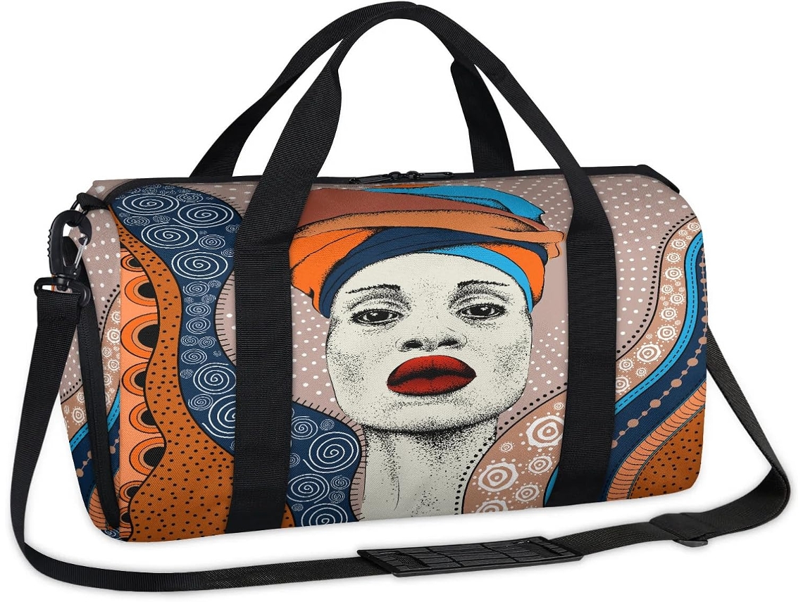 Bolsa Esportiva Feminina Africana Tecido de Poliéste 45 X 21,5 X 23 Cm Estampa Pa