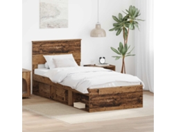 Vidaxl Estrutura da Cama com Cabeceira Madeira Antiga 100 X 200 Cm