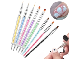Conjunto De 8 Pincéis Para Arte De Unhas Com Pontas Duplas Ferramentas De Ponto E Desenho Para Esmalte Gel Uv