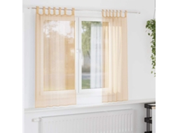 Vidaxl Cortinas De Voile Com Laços 2 Pcs Areia 140x175 Cm