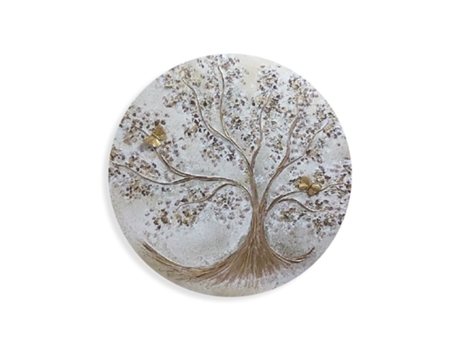 Pintura redonda feita à mão Borboleta Ouro DUEHOME 50/62/75/90 cm (largura) Ouro e prata