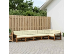 Vidaxl Conjunto De Sofás Para Exterior 6 Unid. Natural E Creme