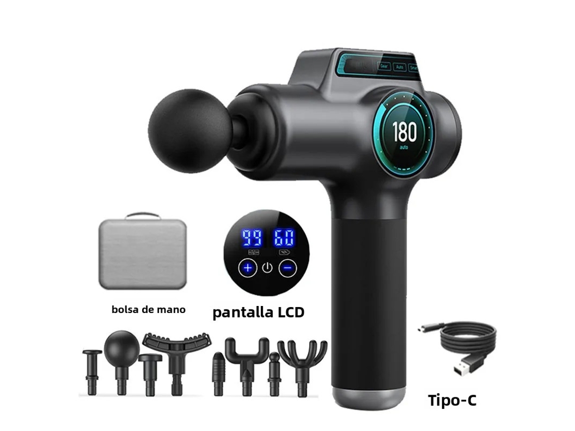 Pistola de Massagem com 99 Níveis para Relaxamento Muscular Profundo, Massagem Corporal e no Pescoço. MDUG (preto, 99 Níveis)