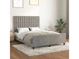 Vidaxl Estrutura De Cama Sem Colchão 140x190 Cm Veludo Cinzento-claro