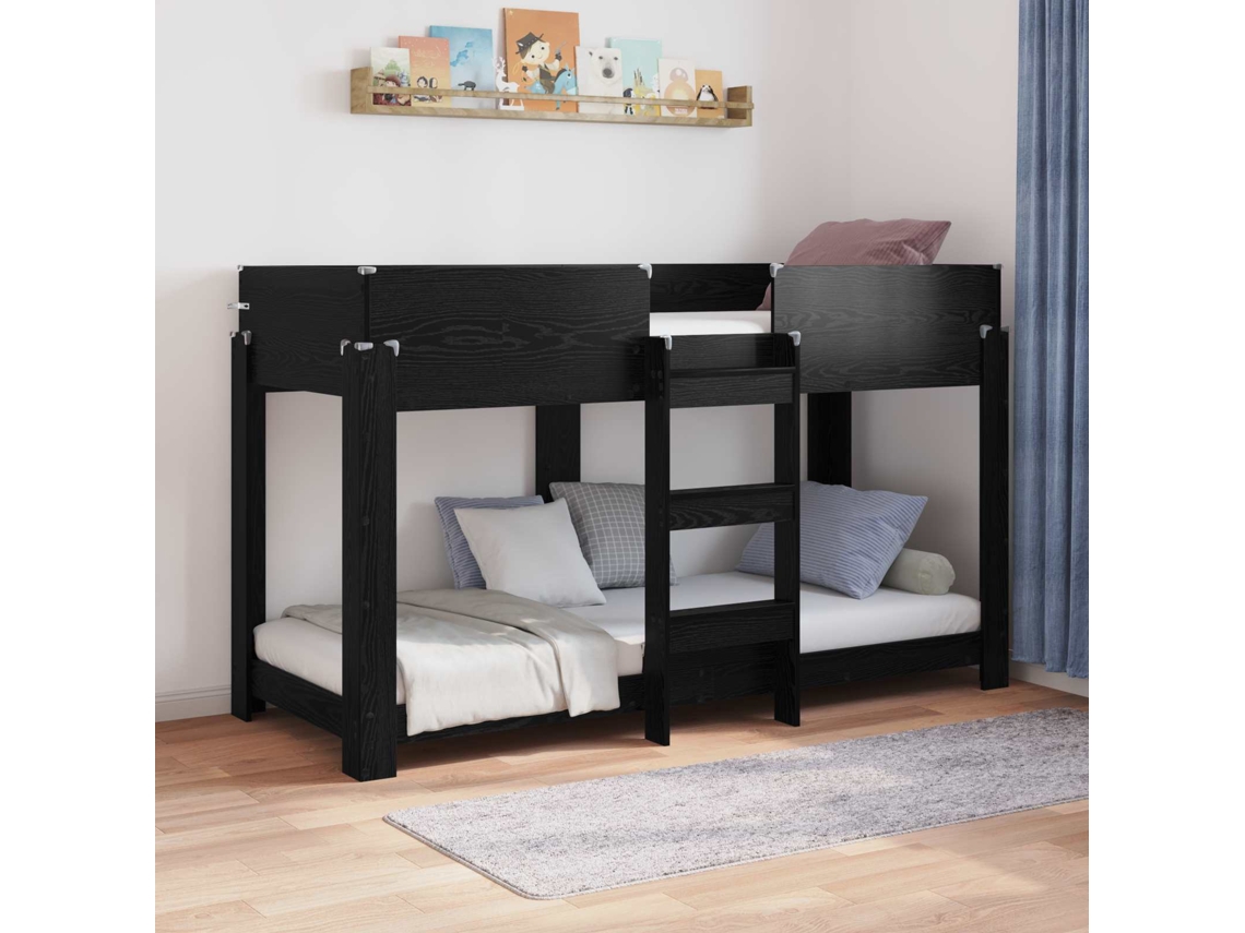 Vidaxl Beliche Para Crianças Carvalho Preto 75 X 190 Cm