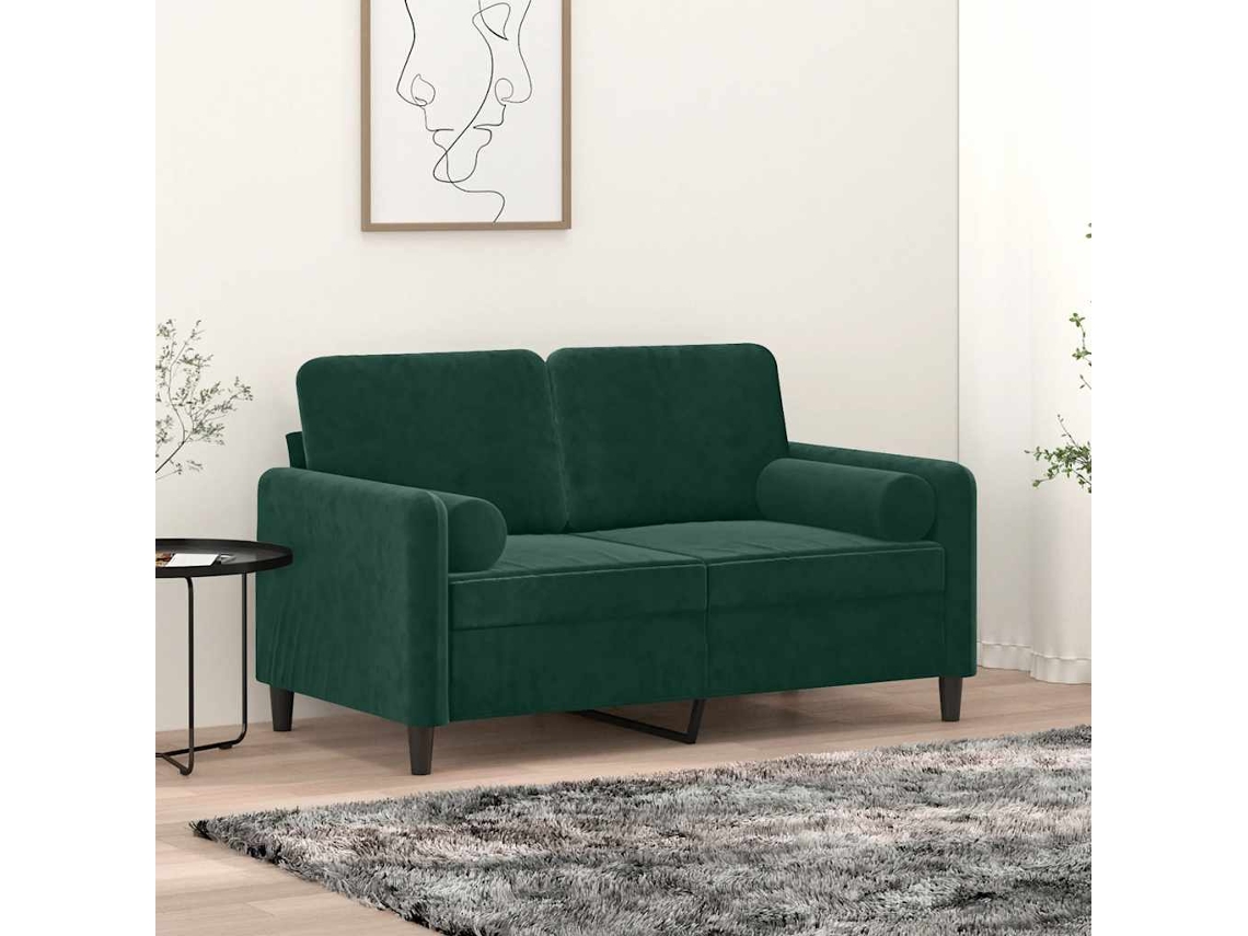 Vidaxl Almofadas Decorativas 2 Pcs Ø15x50 Cm Veludo Verde-escuro
