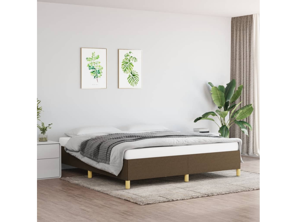 Estrutura De Cama Sem Colchão 180x200 Cm Tecido Castanho-escuro