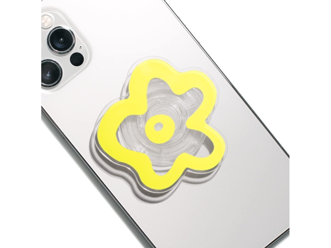 MEOIRUERY Suporte Transparente Para Celular Com Estampa De Margarida, Suporte Expansível E Organizador De Cabos, Acessório Estiloso Para Capas Lisas (amarelo)