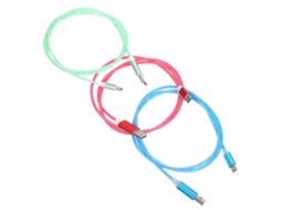 Conjunto De 3 Cabos Carregamento Rápido Tipo C Com Luzes Led Azuis,