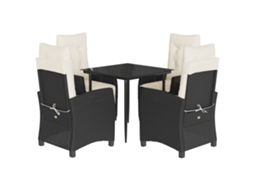 Garden Dining Set, Garden Dining Sets Vidaxl Preto Rattan / Vime (80 Cm Table Length)