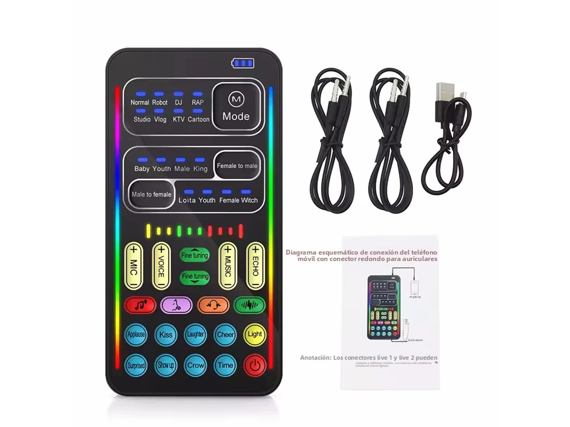 Microfone Bluetooth com Modificador de Voz, Mini Kit de Gravação e Mixer. MDUG (sem Caixa de Armazenamento)