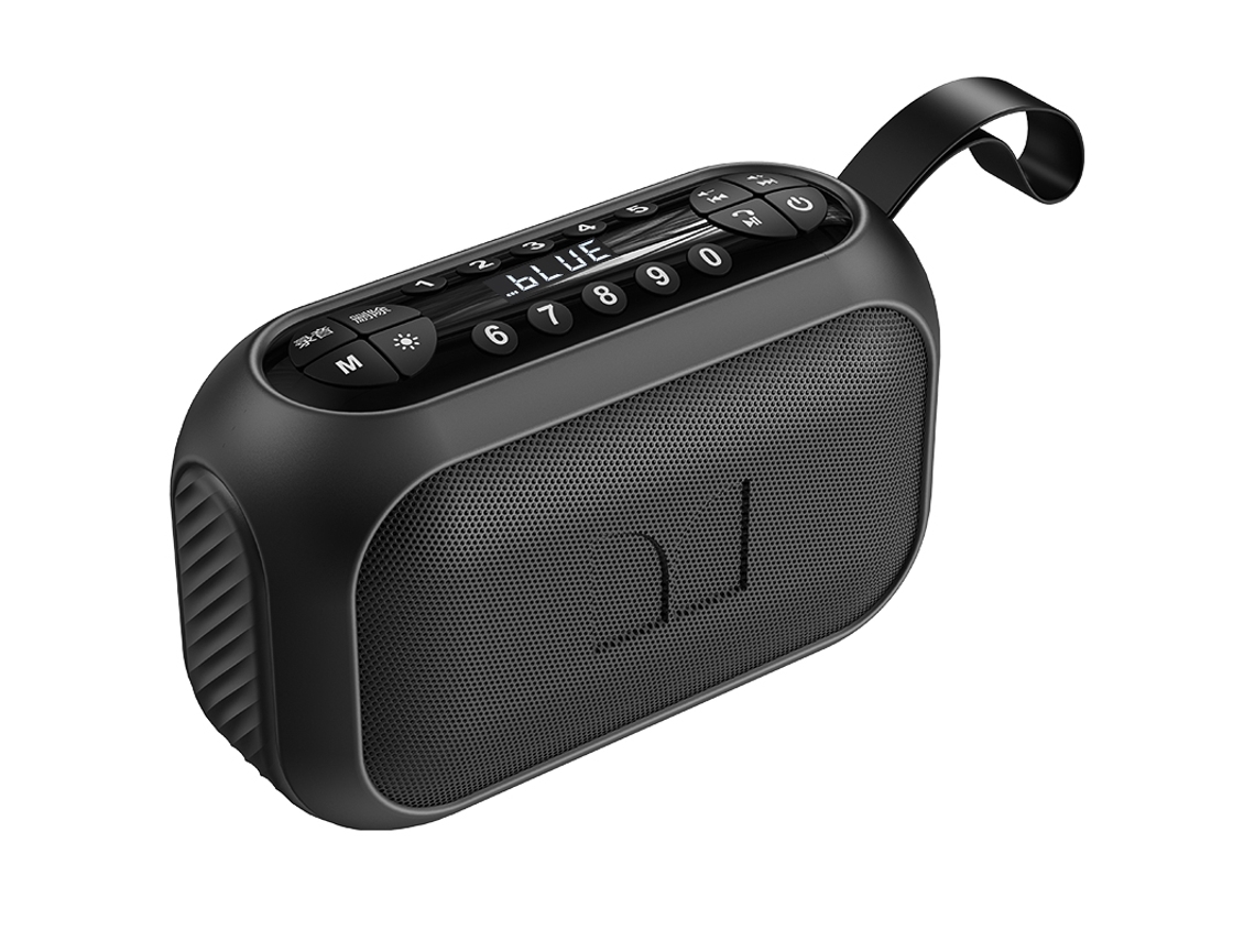 Mini alto-falante MDUG à prova d'água com tecido, preto
