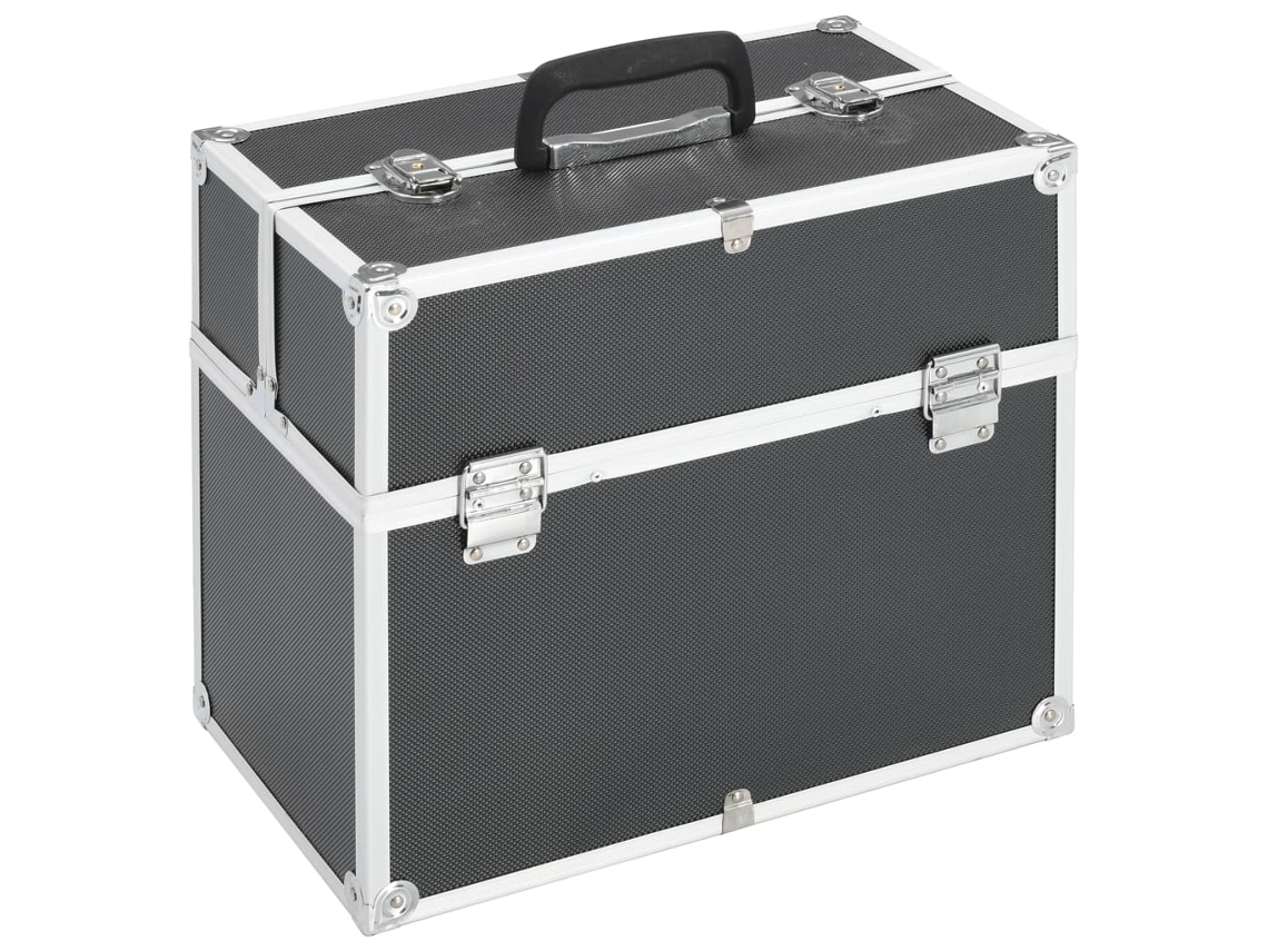Vidaxl Caixa De Maquilhagem 38x23x34 Cm Alumínio Preto