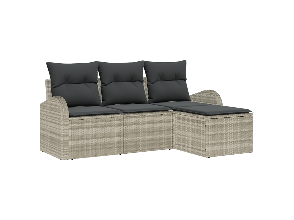 Conjunto 4 Sofá De Jardim Vidaxl Cinzento-claro Vime Pe (55 X 55 X 37 Cm)
