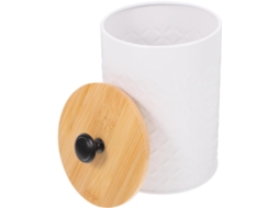 Recipiente Hermético, Em Bambu, Com Tampa, Branco, Para Organização Doméstica Na Cozinha E Bancada