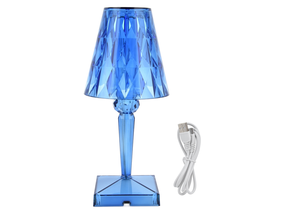 2026 lâmpada de Mesa de Cristal Led com Prisma Transparente, Regulável, Carga Usb, Iluminação Interior Azul