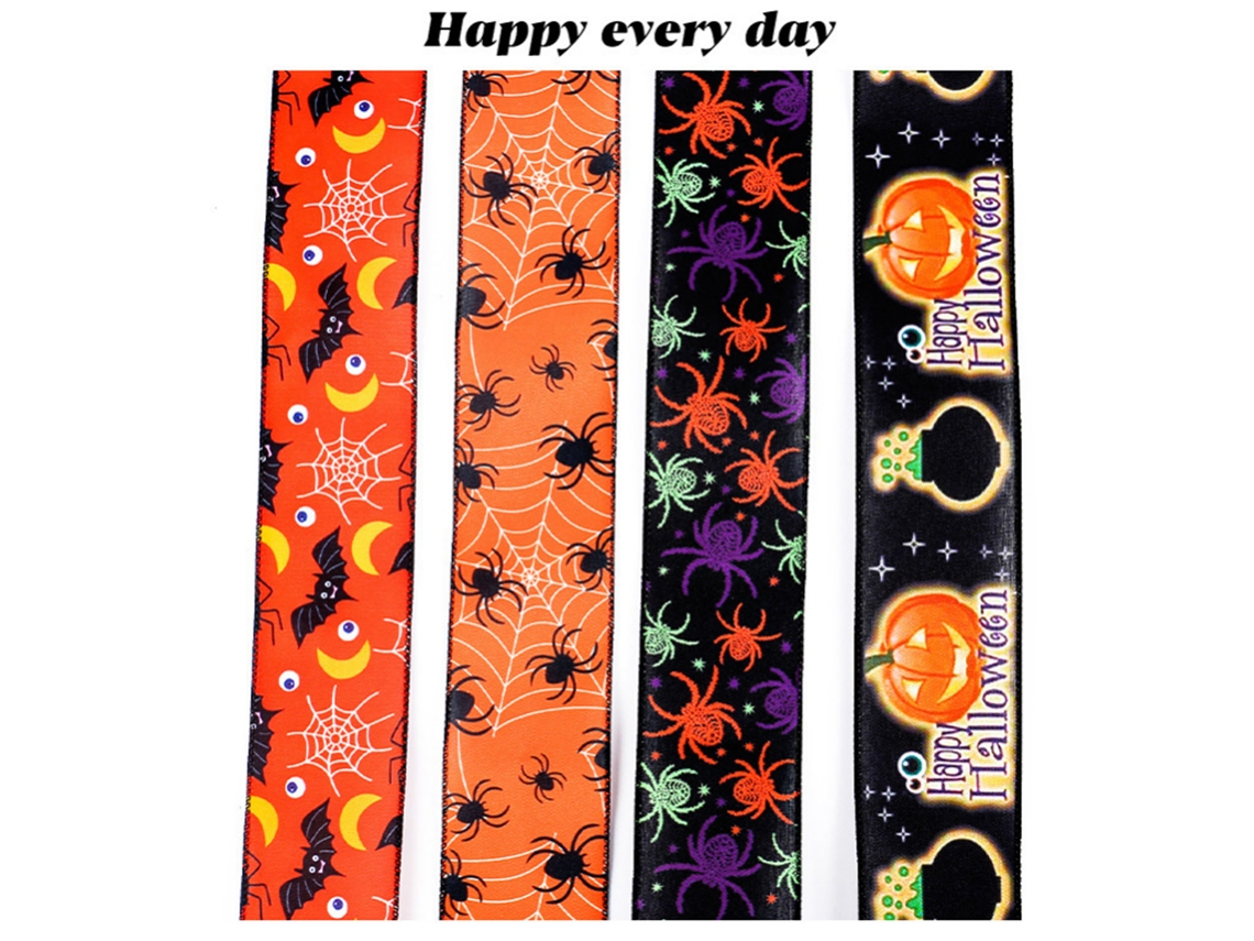 Laxiscreed Fita Decorativa Com Estampa De Aranha Colorida Para Festas E Diy, Pack De 4 Peças