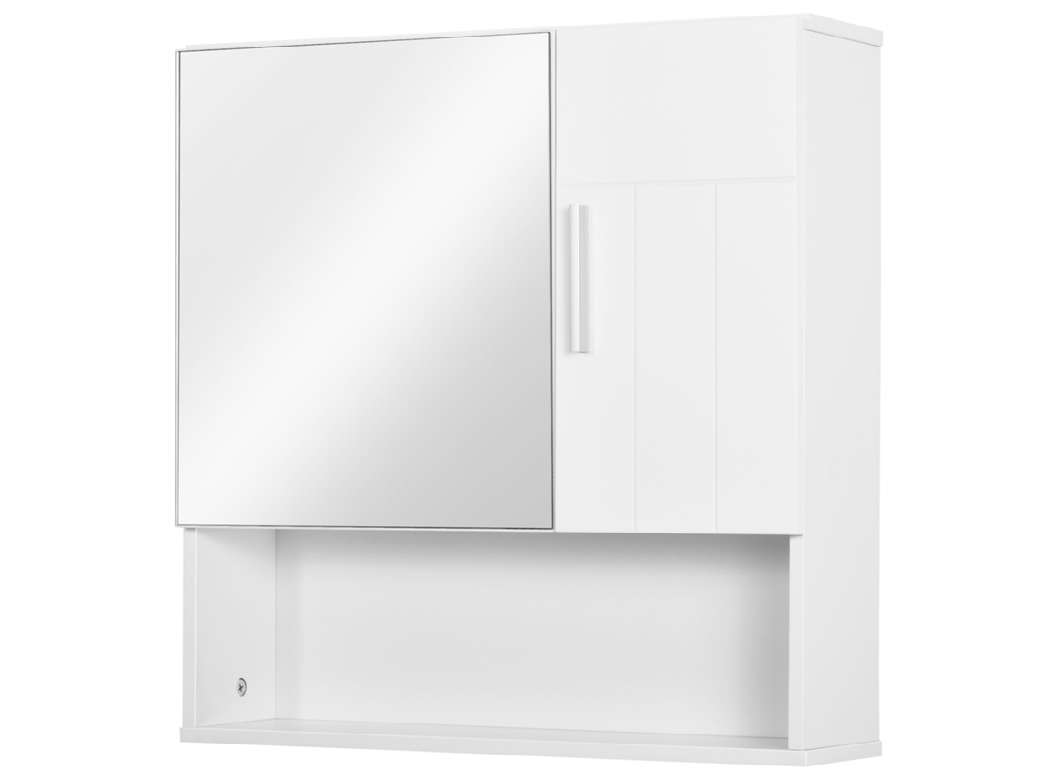 Armário de Banheiro com Espelho, Suspenso para Vaso Sanitário com 2 Portas e 2 Prateleiras Internas Ajustáveis, 54 X 15,2 X 55,3 Cm, Branco