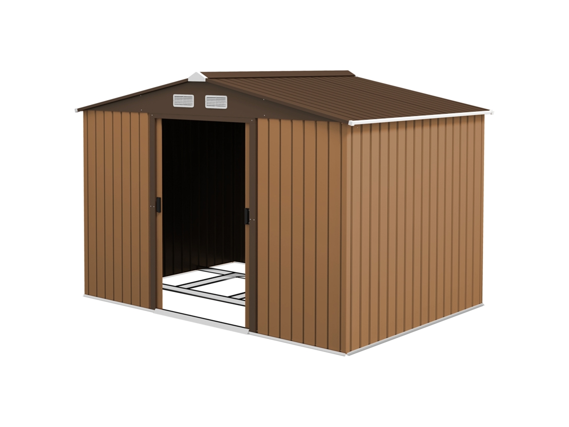 Galpão de Jardim 4,9 M² Amarelo 277x195x192 Cm (2 Portas Deslizantes, Reforço Base)