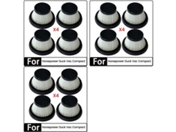 Conjunto De 12 Filtros De Reposição Para Aspirador De Pó Compacto Duck Vac, Laváveis E Com Tecnologia Horsepower._ptg