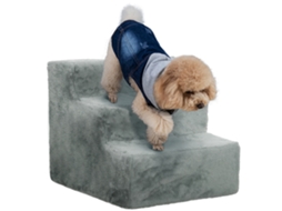 Escada para cães com 3 degraus, para gatos, antiderrapante, 46x35x35cm, Cinza | S/MARCA