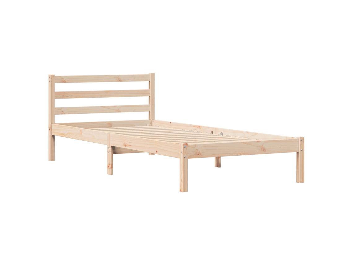 Conjunto 1 Estrutura Da Cama Vidaxl Castanho Madeira De Pinho Maciça (225,5 X 105,5 X 69,5 Cm)