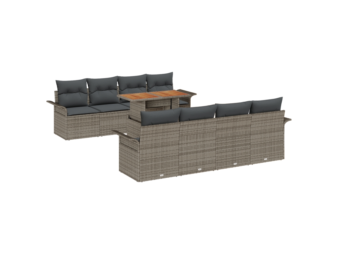 Conjunto 7 Móveis Para Exterior Vidaxl Cinzento Vime Pe (100 X 55 X 73 Cm)